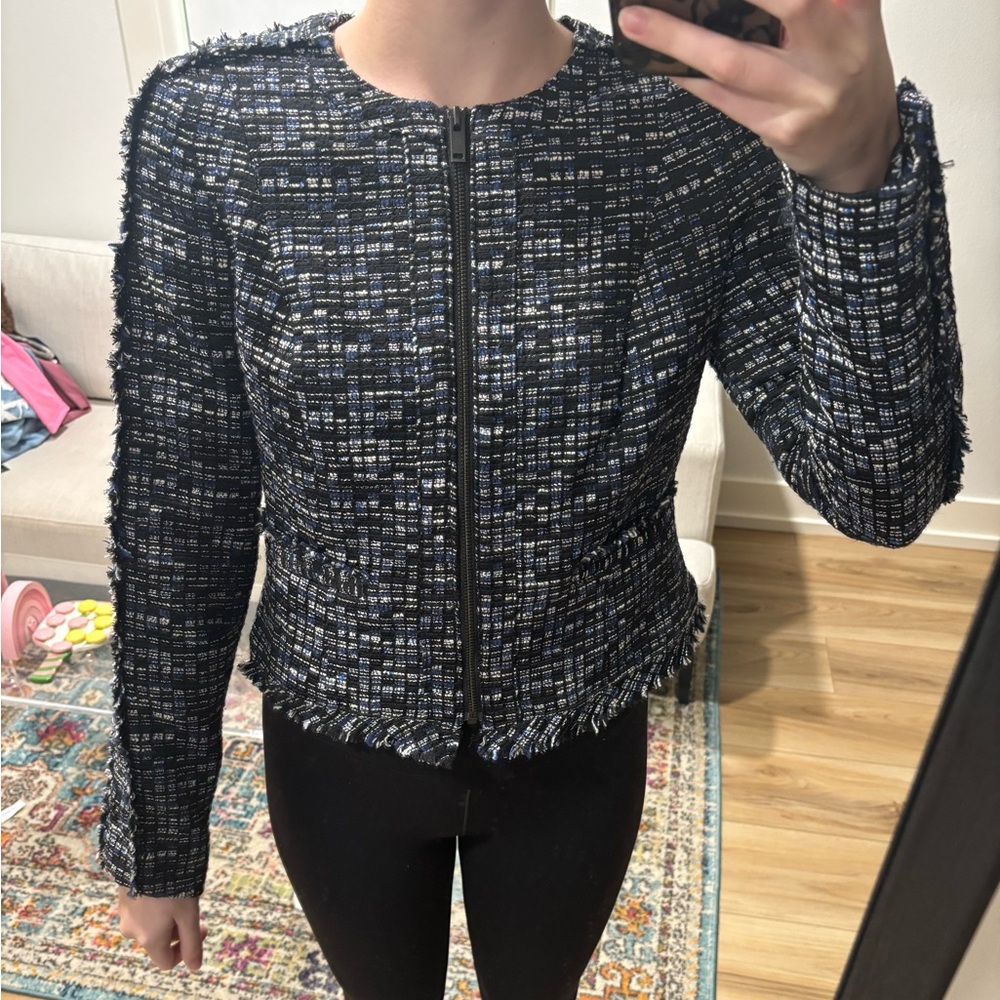 Banana Republic Black and White Textured Blazer